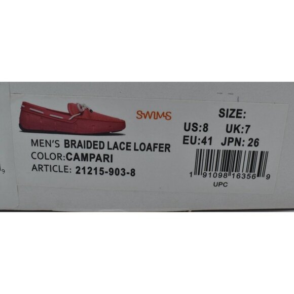 SWIMS Mens Size 8 Braided Lace‎ Campari Red Pink Coral Slip On Loafers Shoes main image 8